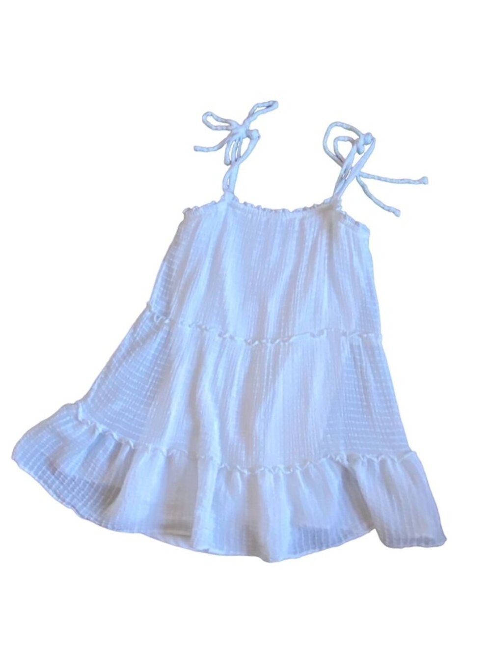 As U Wish Womens Light Weight Tiered Babydoll Dress-White-Size Medium-GUC